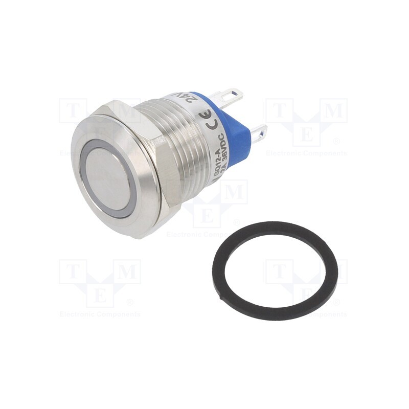 1 pcs x ONPOW - GQ12-AF-10E/J/R/24V/S - Switch: vandal resistant, Pos: 2, SPST-NO, 2A/36VDC, IP65, OFF-(ON)