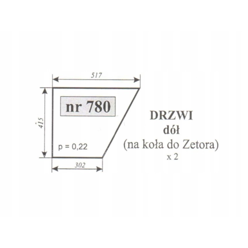 Lower door glass C 360 Naglak Kozmin 780