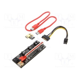 1 pcs x QOLTEC - 55508 - Riser, USB 3.0, red, Application: Bitcoin Miner, 600mm