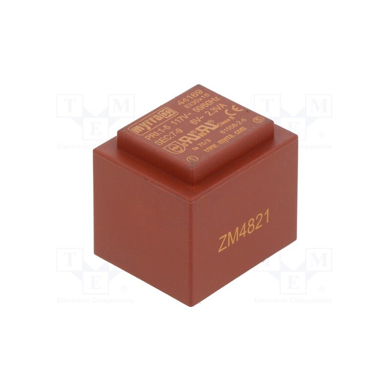 1 pcs x MYRRA - 44169 - Transformer: encapsulated, 2.3VA, 117VAC, 6V, 383mA, PCB
