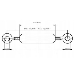 Top connector, cable 490 620mm angle 0 m20x2 5mm
