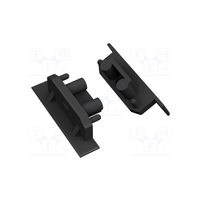 1 set x TOPMET - 76990002 -AS - Cap for LED profiles, black, 2pcs, ABS, GEN2,with hole, GROOVE10