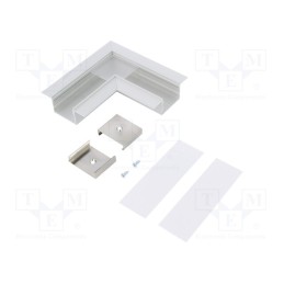 1 set x TOPMET - V4730020S - Connector 90°, silver, aluminium, anodized, VARIO30-05