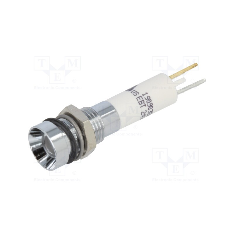 1 pcs x CML INNOVATIVE TECHNOLOGIES - 1909035W - Indicator: LED, recessed, white, 24VDC, 24VAC, Ø8mm, metal,plastic