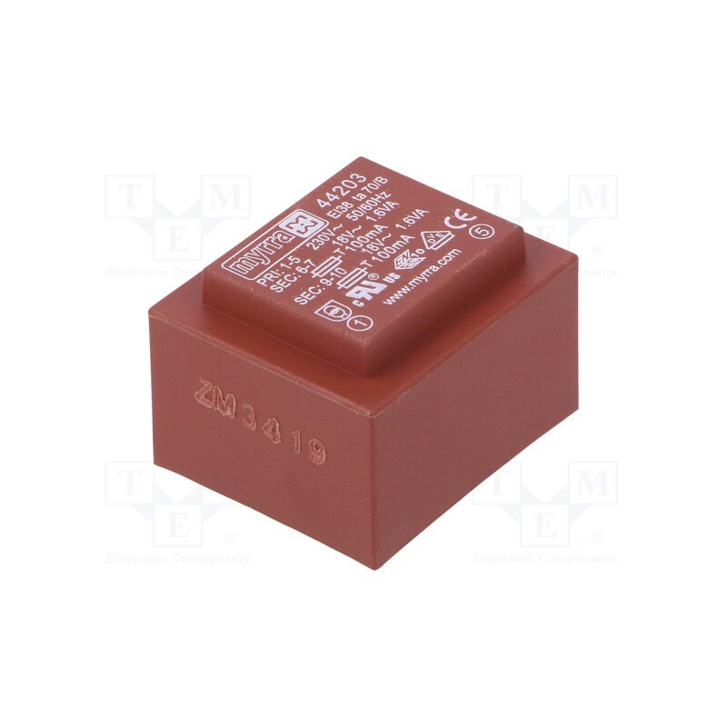 1 pcs x MYRRA - 44203 - Transformer: encapsulated, 3.2VA, 230VAC, 18V, 18V, 89mA, 89mA, PCB