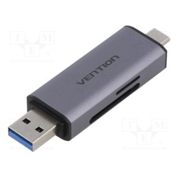 1 pcs x VENTION - CLLH0 - Card reader: memory, USB A plug,USB C plug, OTG,USB 3.0, grey