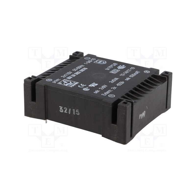 1 pcs x HAHN - BV UI 392 0076 - Transformer: encapsulated, 10VA, 115VACx2, 9V, 9V, 556mA, 556mA, PCB