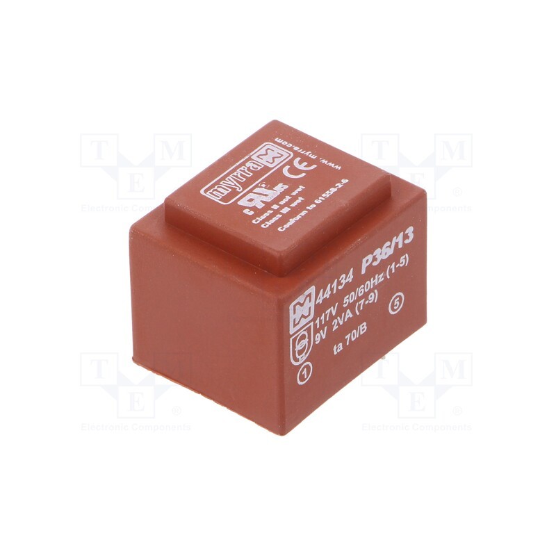 1 pcs x MYRRA - 44134 - Transformer: encapsulated, 2VA, 117VAC, 9V, 222mA, PCB