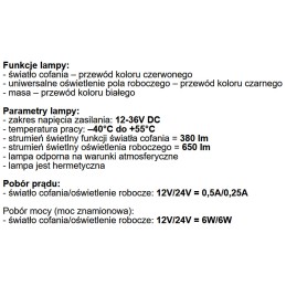 Ursus LED work lamp, searchlight, reversing reflector