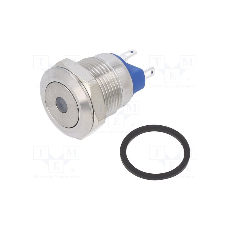 1 pcs x ONPOW - GQ12-AF-10D/J/R/12V/S - Switch: vandal resistant, Pos: 2, SPST-NO, 2A/36VDC, IP65, OFF-(ON)