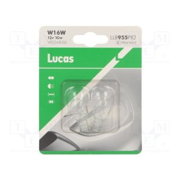 5 set x LUCAS - LLB955PX2 - Filament lamp: automotive, W2,1x9,5d, transparent, 12V, 16W, LLB