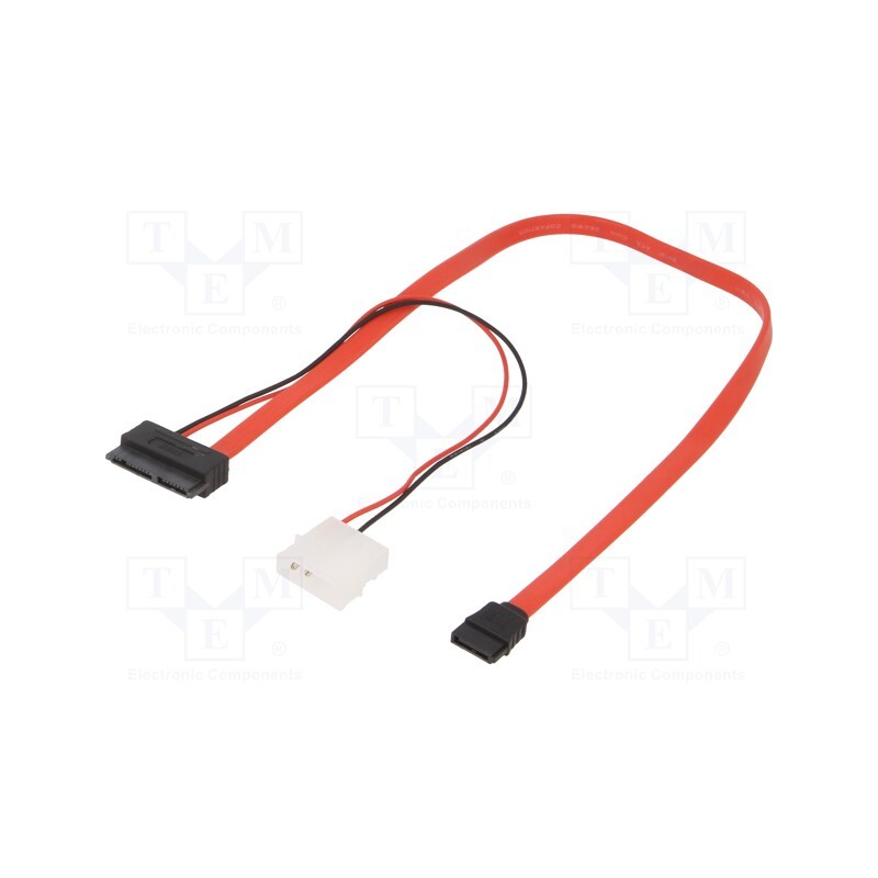 1 pcs x GEMBIRD - CC-MSATA-001 - Cable: mains SATA, Molex male,SATA plug,Slim SATA female, 0.45m