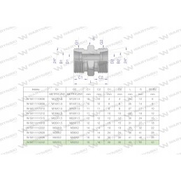 Metric hydraulic connector bb m52x2 42l xg