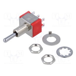 1 pcs x TE Connectivity - 1-1825139-0 - Switch: toggle, Pos: 3, DP3T, ON-OFF-ON, 2A/250VAC, 5A/28VDC, 10.4mm