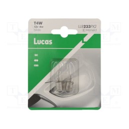 5 set x LUCAS - LLB233PX2 - Filament lamp: automotive, BA9S, transparent, 12V, 4W, LLB
