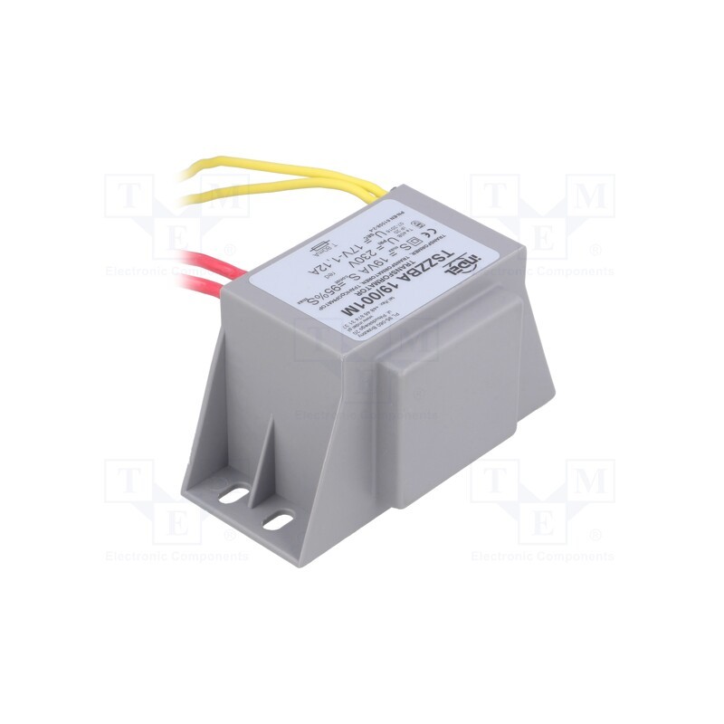 1 pcs x INDEL - TSZZBA 19/001M - Transformer: mains, 19VA, 230VAC, 17V, 1.12A, Leads: leads 200mm
