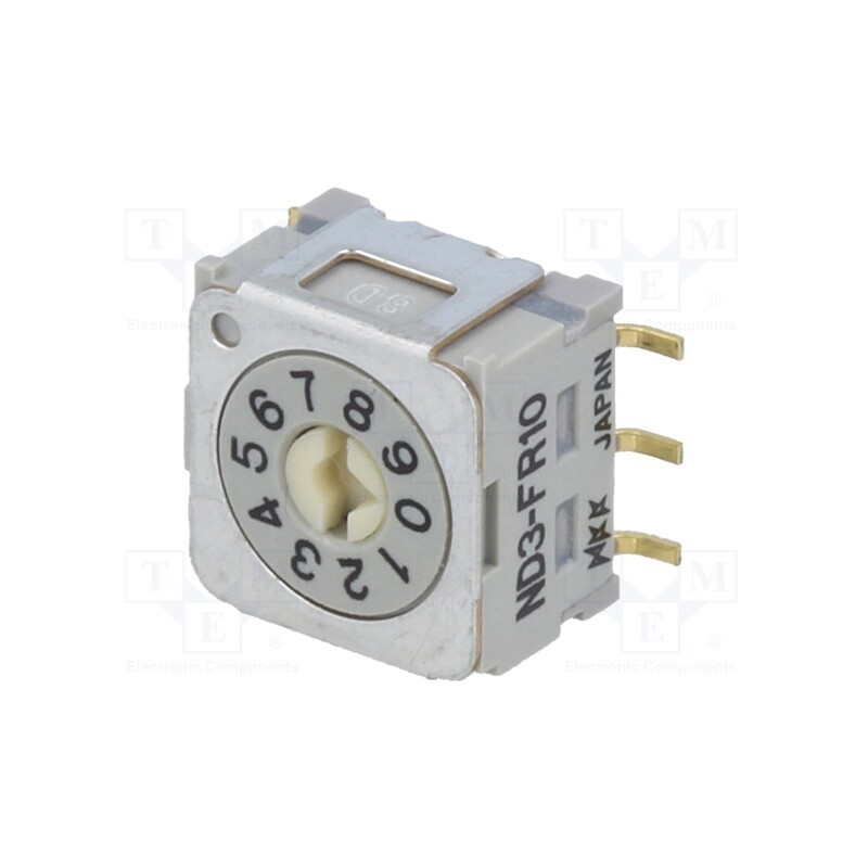 1 pcs x NKK SWITCHES - ND3FR10P - Encoding switch, DEC/BCD, Pos: 10, vertical, Rcont max: 30mΩ, ND3