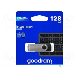 1 pcs x GOODRAM - UTS2-1280K0R11 - Pendrive, USB 2.0, 128GB, R: 20MB/s, W: 5MB/s, USB A, black