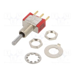 1 pcs x TE Connectivity - 1-1825137-5 - Switch: toggle, Pos: 3, SP3T, ON-OFF-ON, 2A/250VAC, 5A/28VDC, 10mΩ