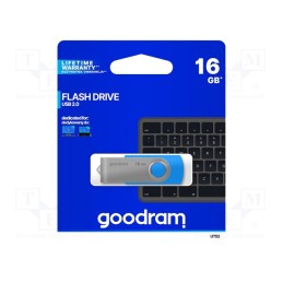 1 pcs x GOODRAM - UTS2-0160B0R11 - Pendrive, USB 2.0, 16GB, R: 20MB/s, W: 5MB/s, USB A, blue