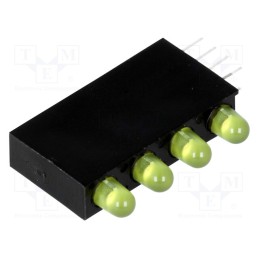 5 pcs x LUCKYLIGHT - H30D-4YD - LED, in housing, yellow, 3mm, No.of diodes: 4, 20mA, 80°, 1.6÷2.6V