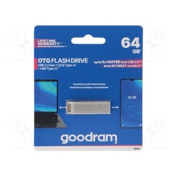 1 pcs x GOODRAM - ODA3-0640S0R11 - Pendrive, USB 3.2, 64GB, R: 60MB/s, W: 20MB/s, USB A, silver