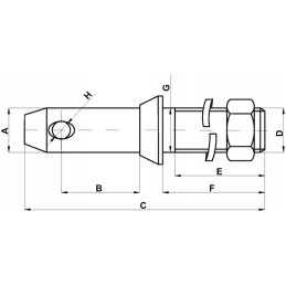 Lower link pin 22x137 mm thread 7 8 x