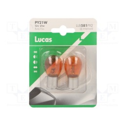 5 set x LUCAS - LLB581PX2 - Filament lamp: automotive, BAU15S, orange, 12V, 21W, LLB