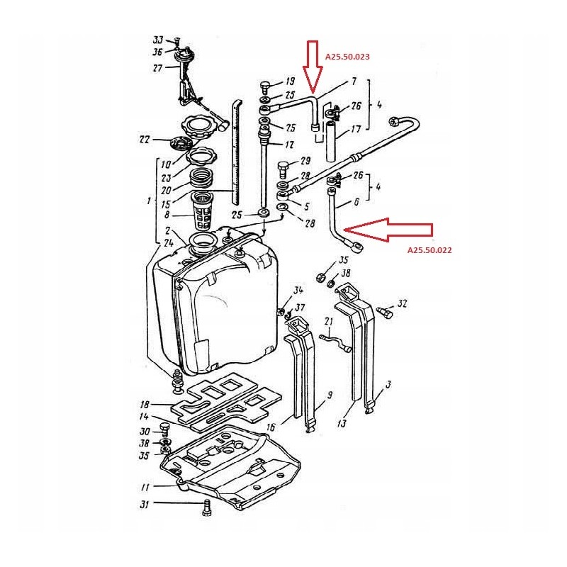 Bottom conduit to the t 25 settling tank