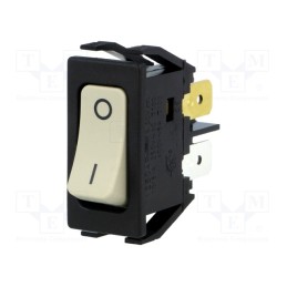 1 pcs x BULGIN - C1250APBG133B - ROCKER, DPST, Pos: 2, ON-OFF, 10A/250VAC, white, none, Body: black