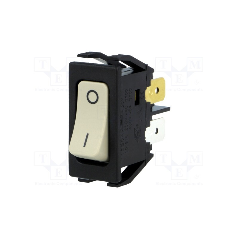 1 pcs x BULGIN - C1250APBG133B - ROCKER, DPST, Pos: 2, ON-OFF, 10A/250VAC, white, none, Body: black