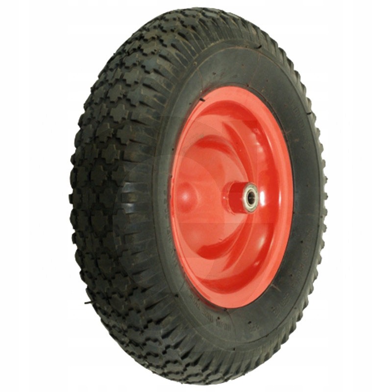 Wheelbarrow wheel with tire and tube and mounting axle