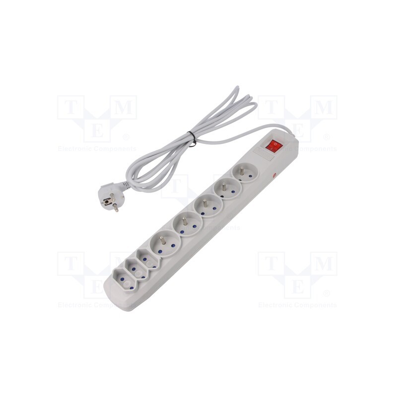 1 pcs x ARMAC - R8/30/SZ - Plug socket strip: protective, Sockets: 8, 250VAC, 10A, grey