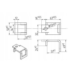 Tooth cover 32x10 bagra for profile 50x20 1417 00