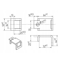 Tooth cover 32x10 bagra for profile 50x15 1417 00