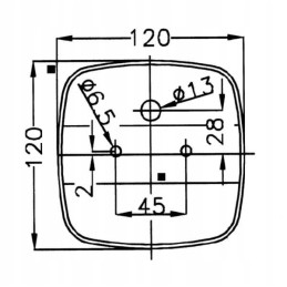 Square rear combination lamp, 12v, red pomegranate