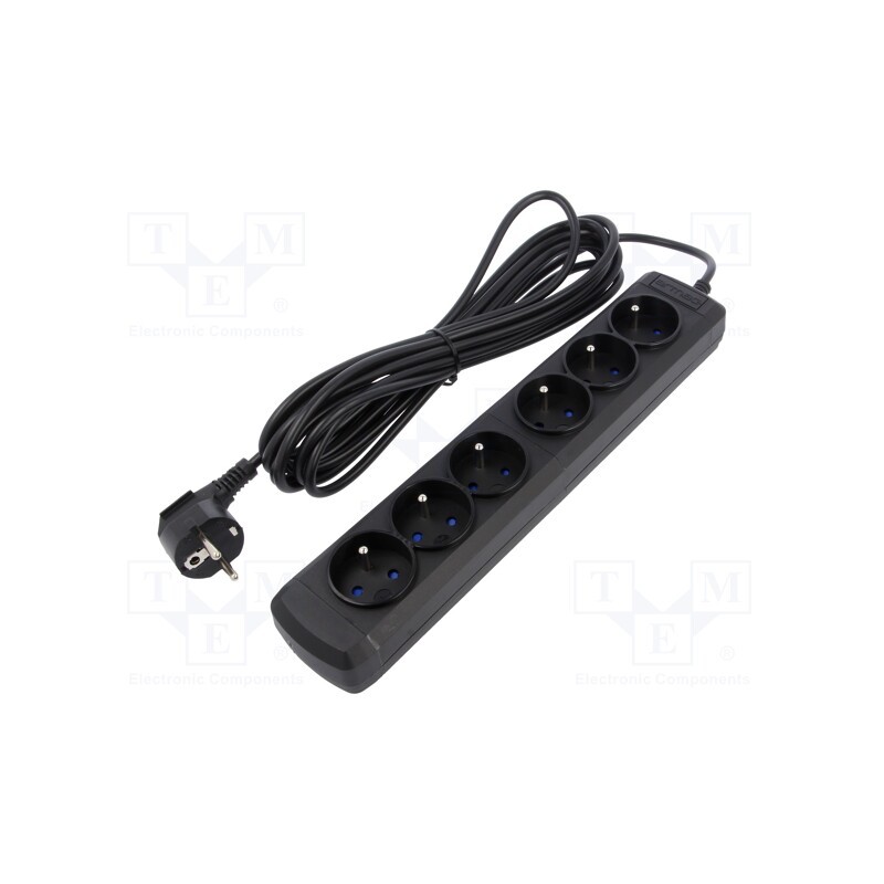 1 pcs x ARMAC - ARCOLOR6/50/CZ - Plug socket strip: supply, Sockets: 6, 250VAC, 10A, black