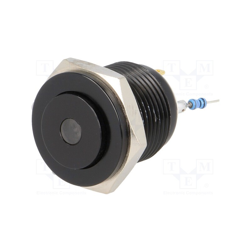 1 pcs x ONPOW - GQ16PH-10D/J/W/12V/A - Switch: vandal resistant, Pos: 2, SPST-NO, 2A/36VDC, IP65, OFF-(ON)