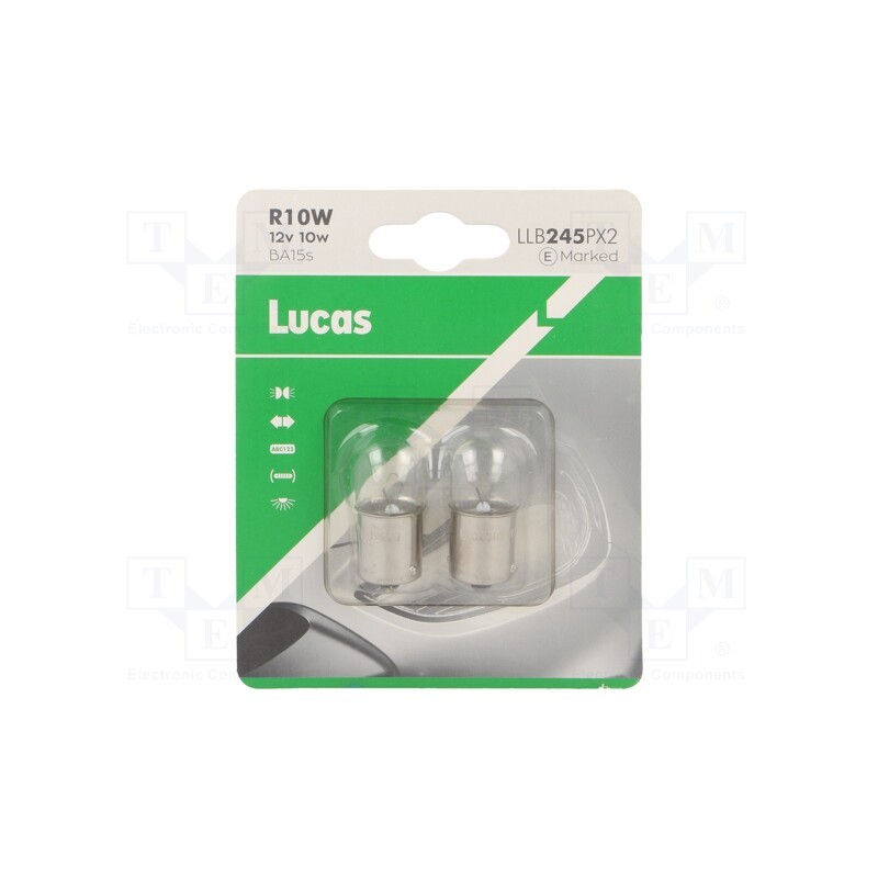 5 set x LUCAS - LLB245PX2 - Filament lamp: automotive, SV8,5-8, transparent, 12V, 10W, LLB