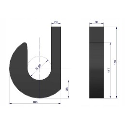 Steel loader bucket hook, diameter 50