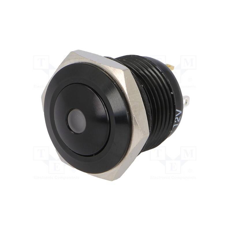 1 pcs x ONPOW - GQ16B-10D/J/G/12V/A - Switch: vandal resistant, Pos: 2, SPST-NO, 2A/36VDC, IP65, OFF-(ON)
