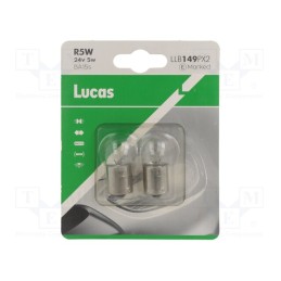 5 set x LUCAS - LLB149PX2 - Filament lamp: automotive, BA15S, transparent, 24V, 5W, LLB, trucks