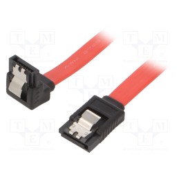 1 pcs x GEMBIRD - CC-SATAM-DATA90-0.3M - Cable: SATA, SATA plug,SATA plug angled, 0.3m, SATA III, red