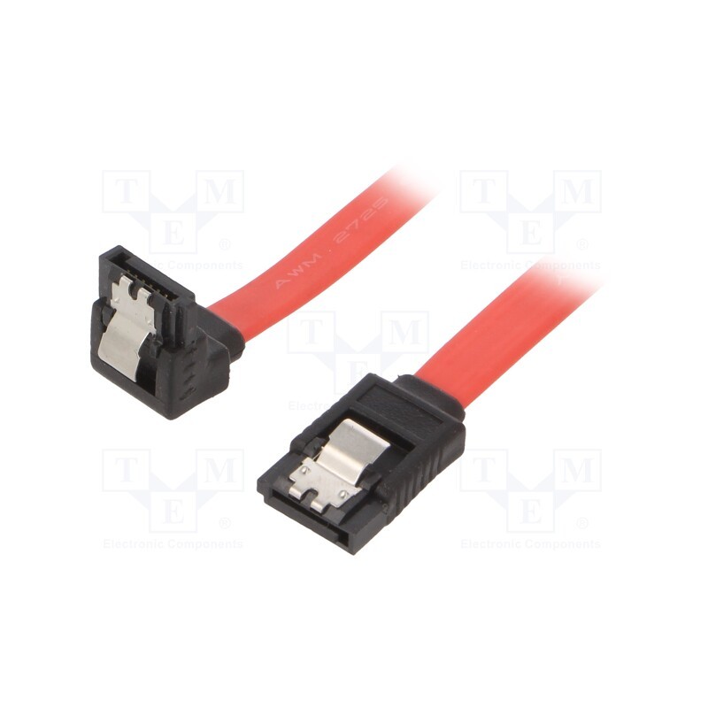 1 pcs x GEMBIRD - CC-SATAM-DATA90-0.3M - Cable: SATA, SATA plug,SATA plug angled, 0.3m, SATA III, red