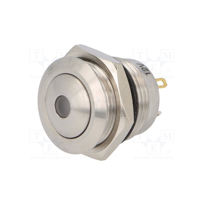 1 pcs x ONPOW - GQ16B-10D/J/W/12V/S - Switch: vandal resistant, Pos: 2, SPST-NO, 2A/36VDC, IP65, OFF-(ON)