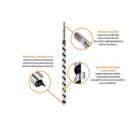 Wood drill bit auger 10x460 mm teger mot