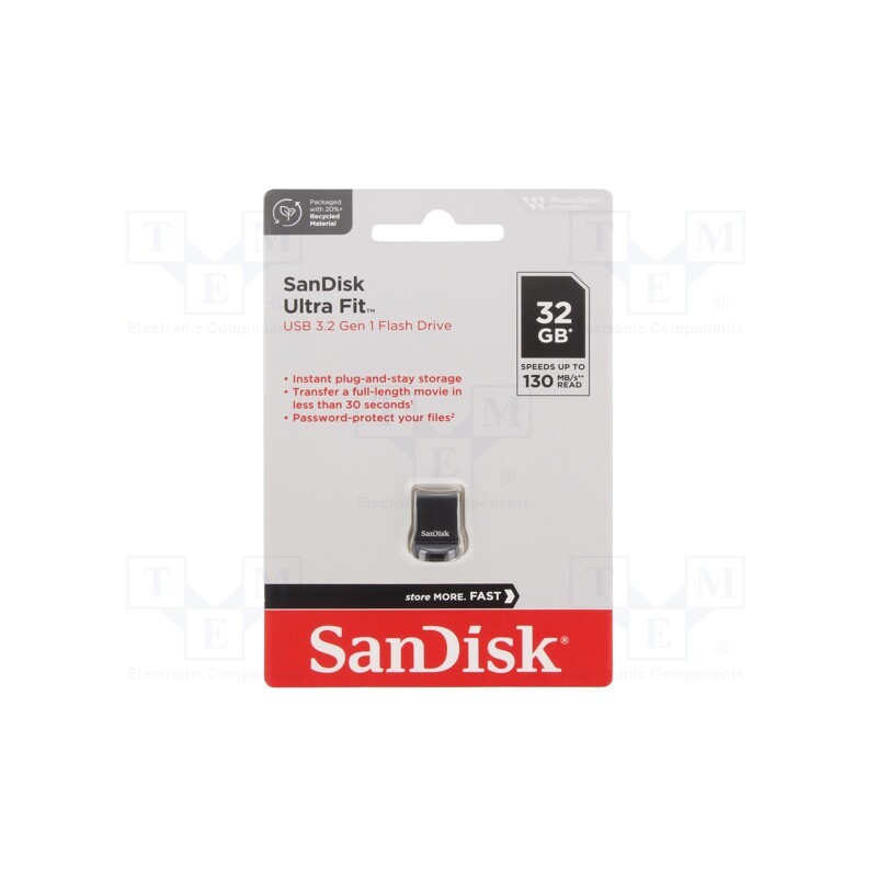 1 pcs x SANDISK - SDCZ430-032G-G46 - Pendrive, USB 3.2, 32GB, R: 130MB/s, USB A, ULTRA FIT