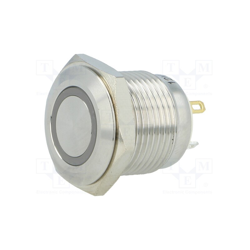 1 pcs x ONPOW - GQ16F-10E/J/B/12V/S - Switch: vandal resistant, Pos: 2, SPST-NO, 2A/36VDC, IP65, OFF-(ON)