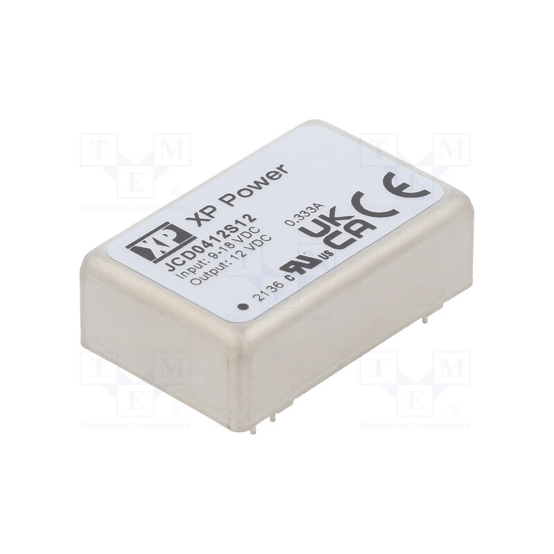 1 pcs x XP POWER - JCD0412S12 - Converter: DC/DC, 4W, Uin: 9÷18V, Uout: 12VDC, Iout: 333mA, 266kHz