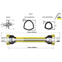 PTO shaft 710 1050mm 620nm aksan series 5 ce